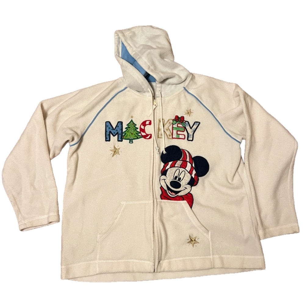 Vintage Disney Holiday Full Zip Fleece sweater Size XL